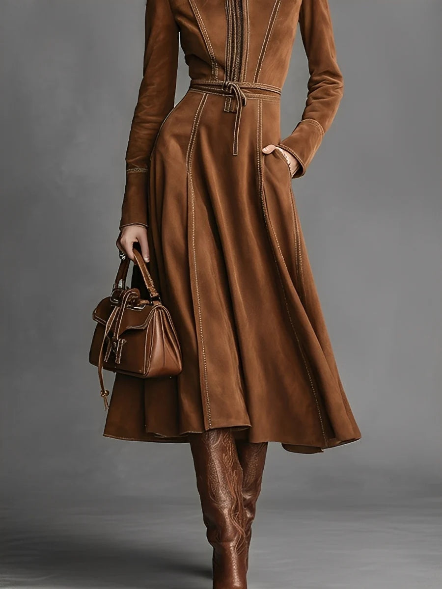 VESTIDO SAVANNAH COGNAC MIDI