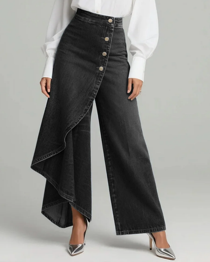 Jeans de pierna ancha con diseño cruzado