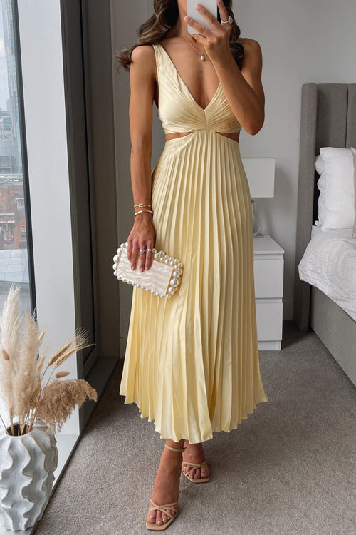 Marie | Vestido midi plisado con tirantes finos
