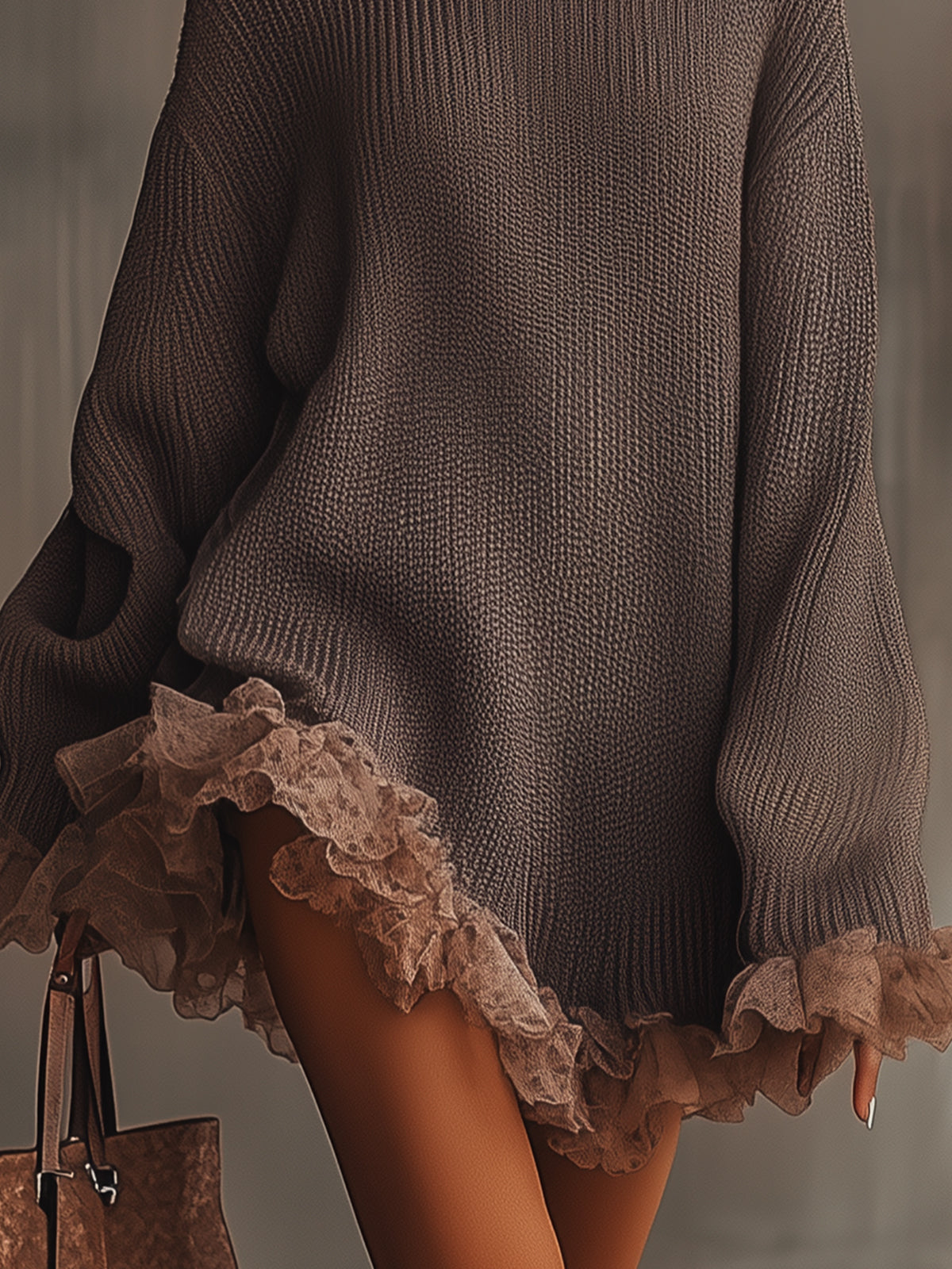VESTIDO FRINGE TAUPE