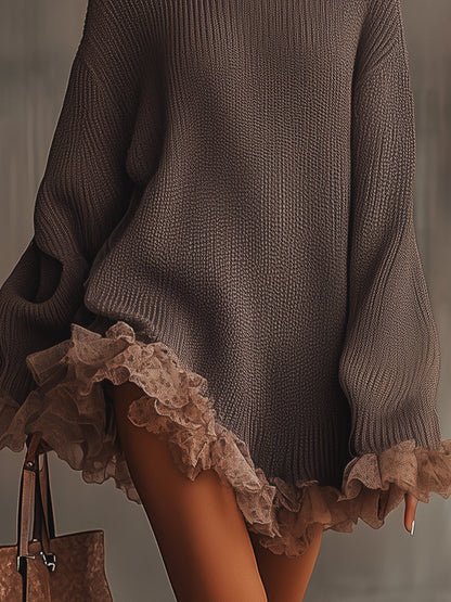 VESTIDO FRINGE TAUPE
