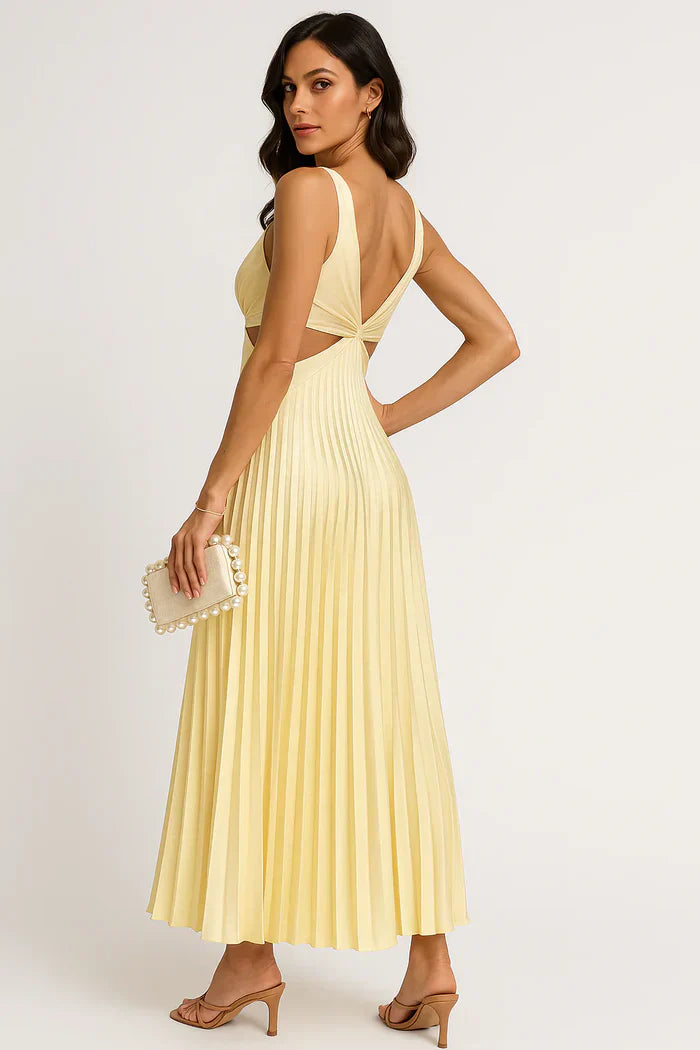 Marie | Vestido midi plisado con tirantes finos