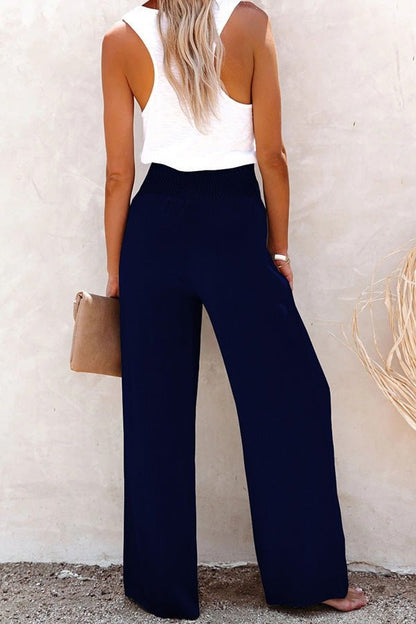 Pantalón palazzo de lino con tiro alto