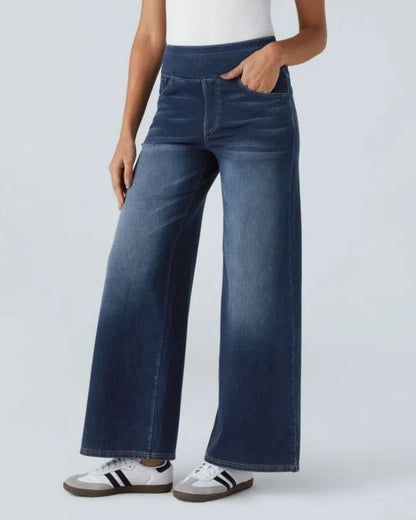 Jeans de tiro alto con pierna ancha