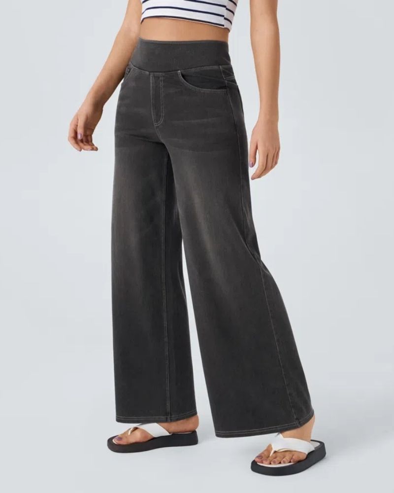 Jeans de tiro alto con pierna ancha
