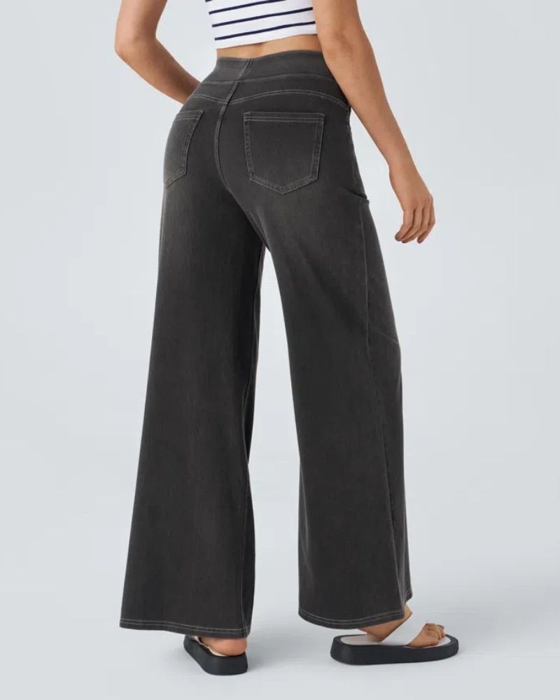 Jeans de tiro alto con pierna ancha