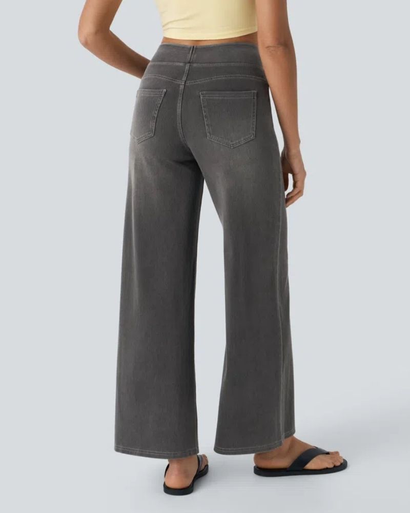 Jeans de tiro alto con pierna ancha