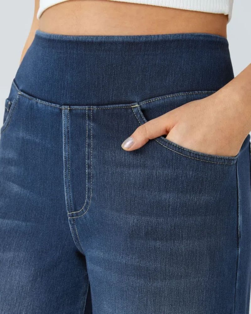 Jeans de tiro alto con pierna ancha