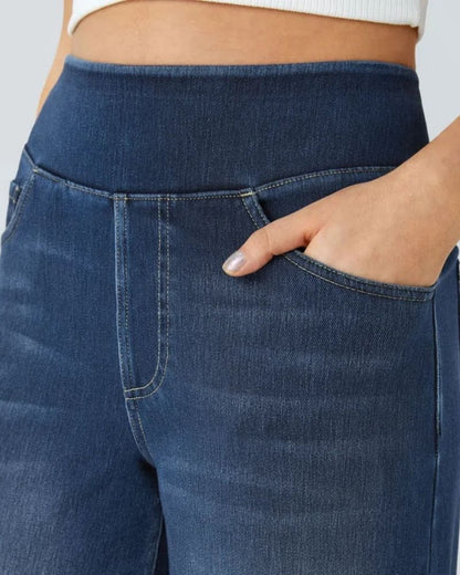 Jeans de tiro alto con pierna ancha