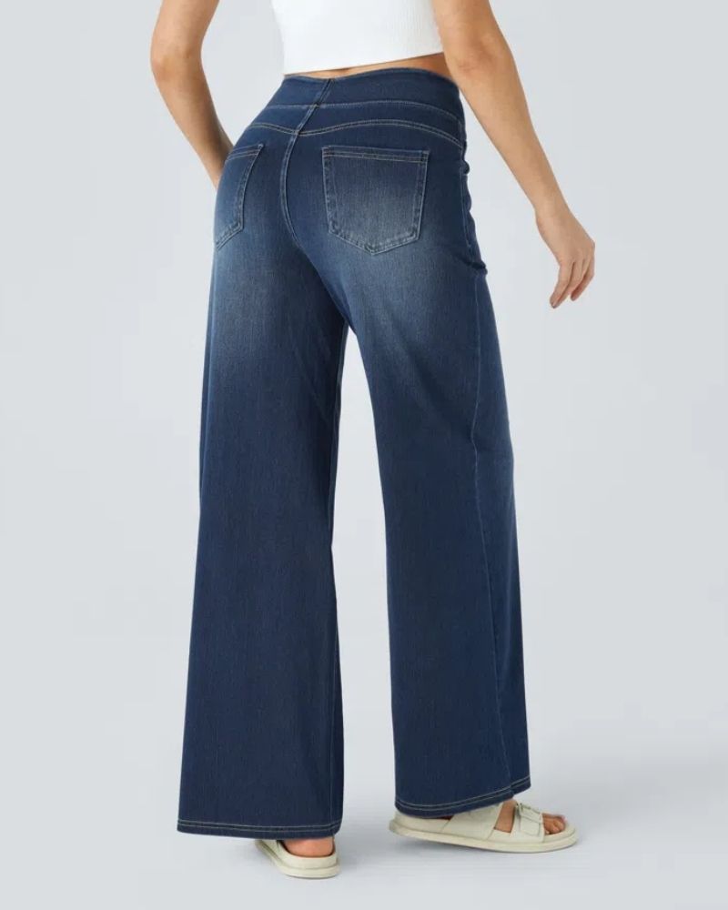 Jeans de tiro alto con pierna ancha
