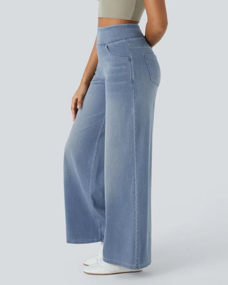 Jeans de tiro alto con pierna ancha