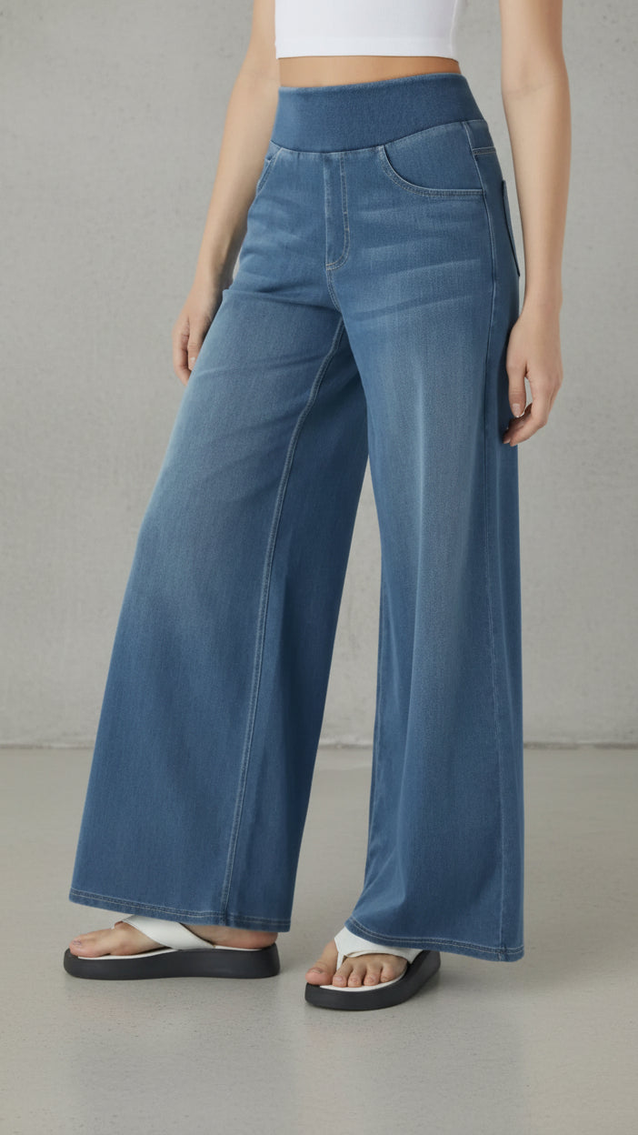 Jeans de tiro alto con pierna ancha