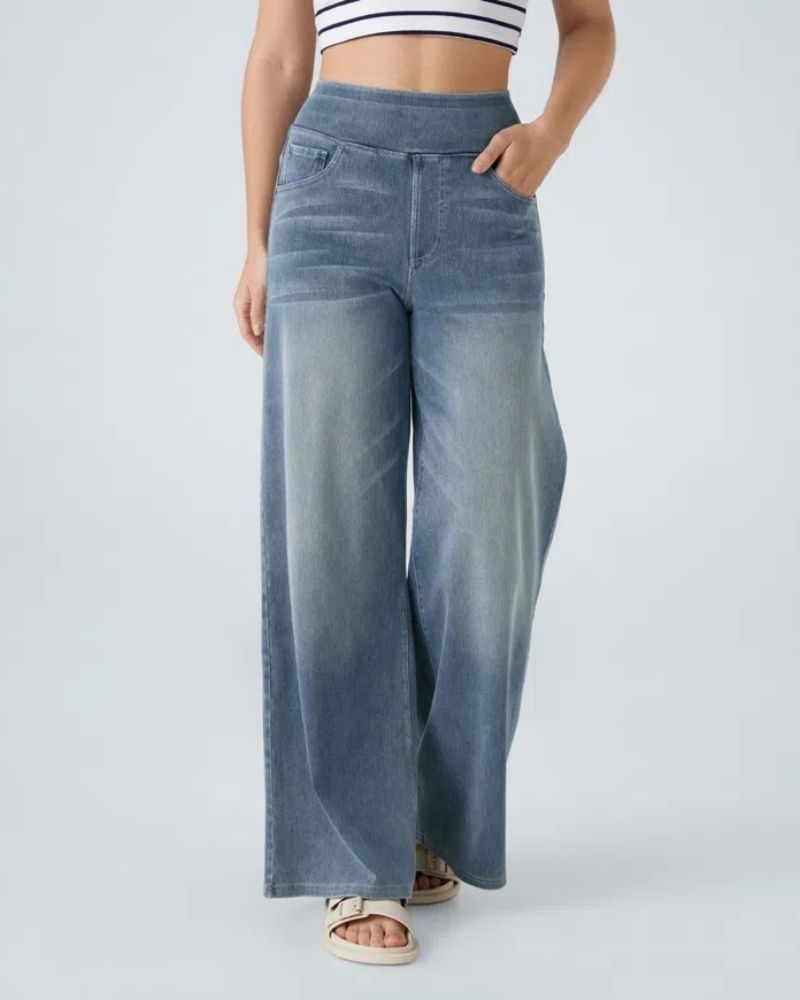 Jeans de tiro alto con pierna ancha