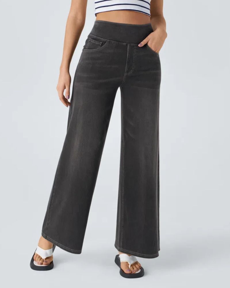 Jeans de tiro alto con pierna ancha