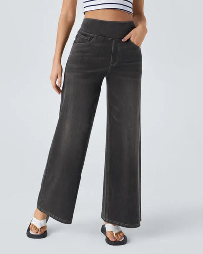 Jeans de tiro alto con pierna ancha