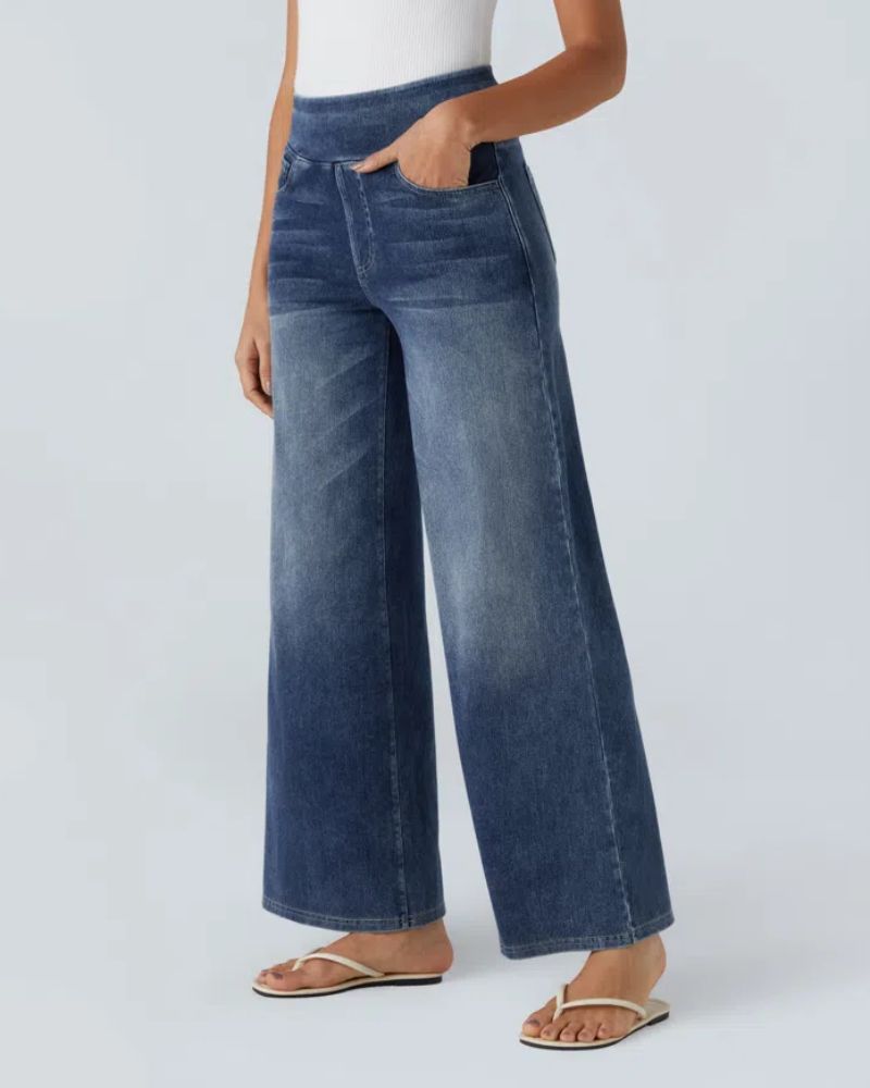 Jeans de tiro alto con pierna ancha