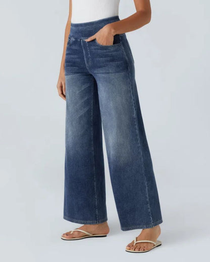 Jeans de tiro alto con pierna ancha