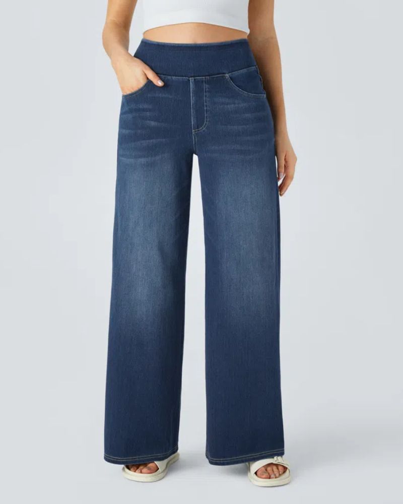 Jeans de tiro alto con pierna ancha