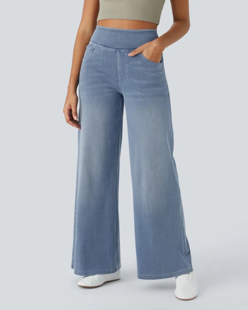 Jeans de tiro alto con pierna ancha
