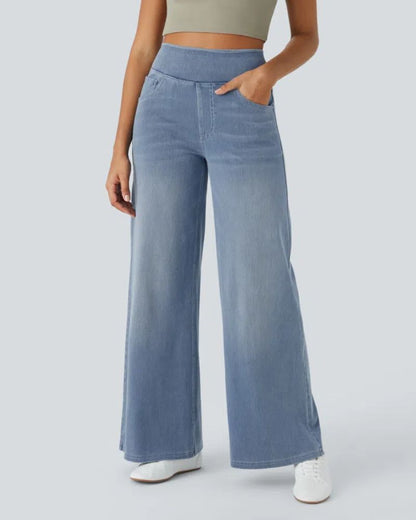 Jeans de tiro alto con pierna ancha