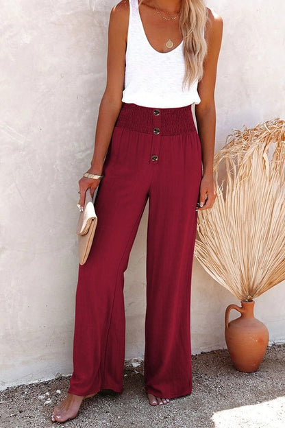 Pantalón palazzo de lino con tiro alto