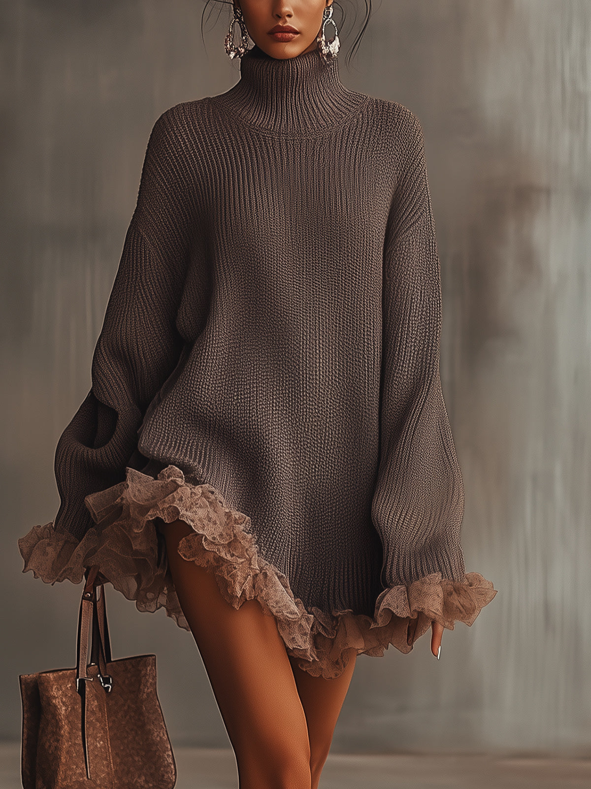 VESTIDO FRINGE TAUPE