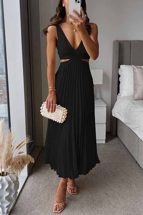 Marie | Vestido midi plisado con tirantes finos