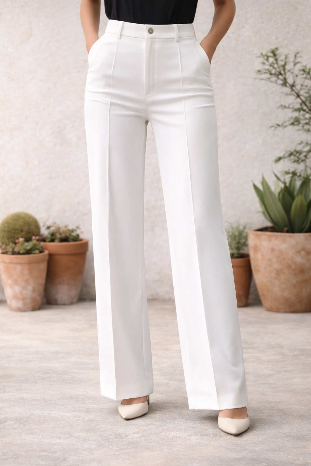 Pantalón de tiro alto con corte recto
