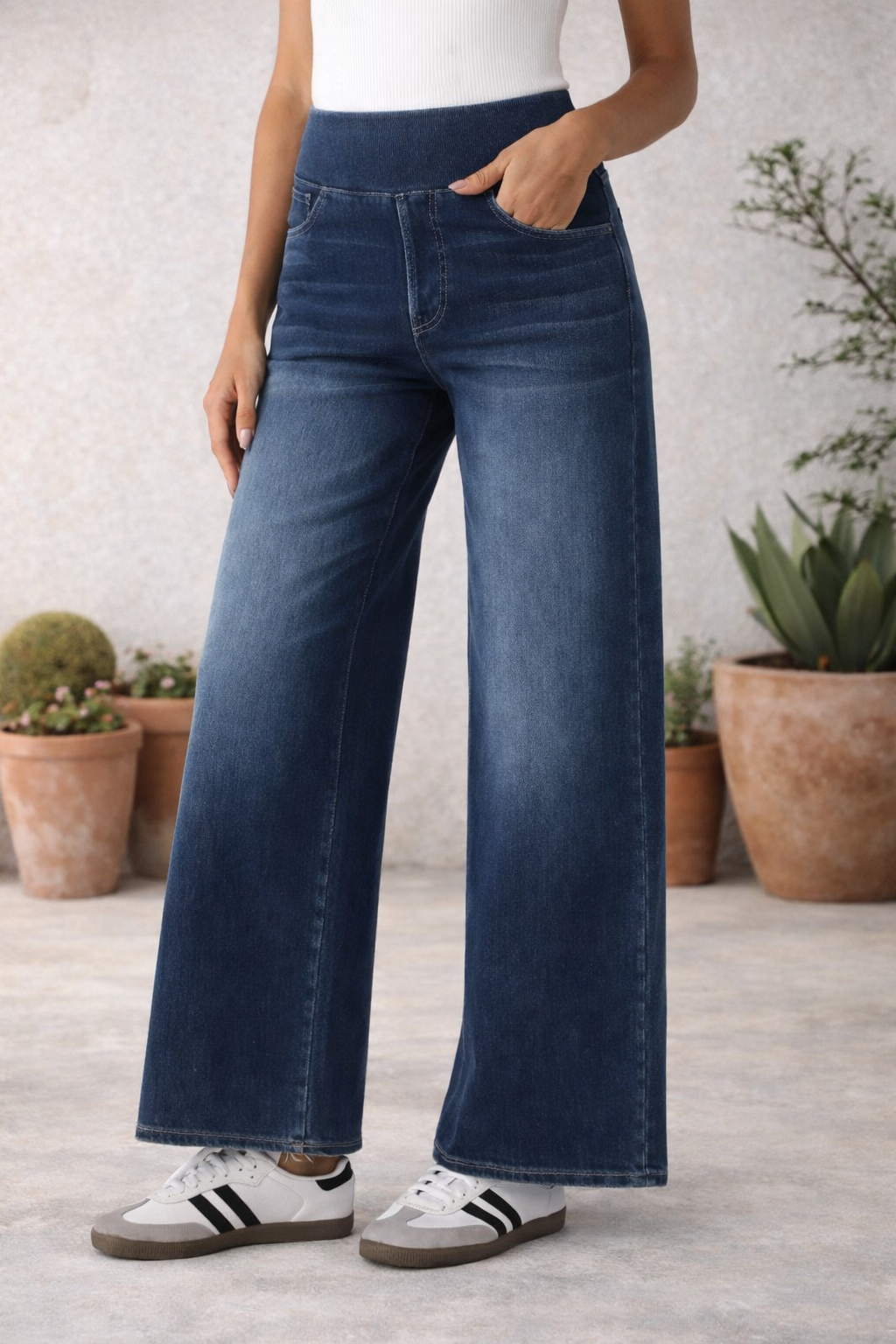 Jeans de tiro alto con pierna ancha