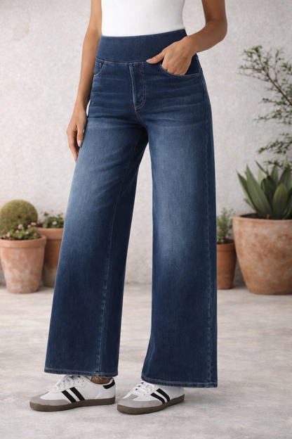 Jeans de tiro alto con pierna ancha