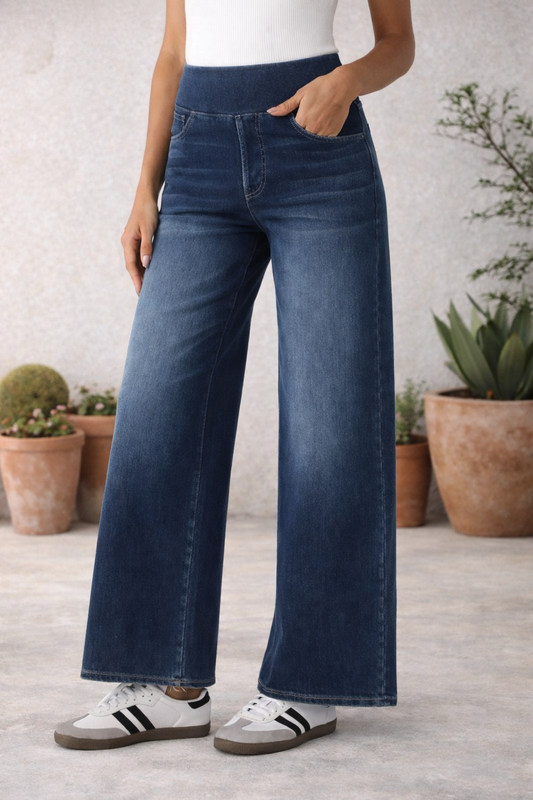 Jeans de tiro alto con pierna ancha