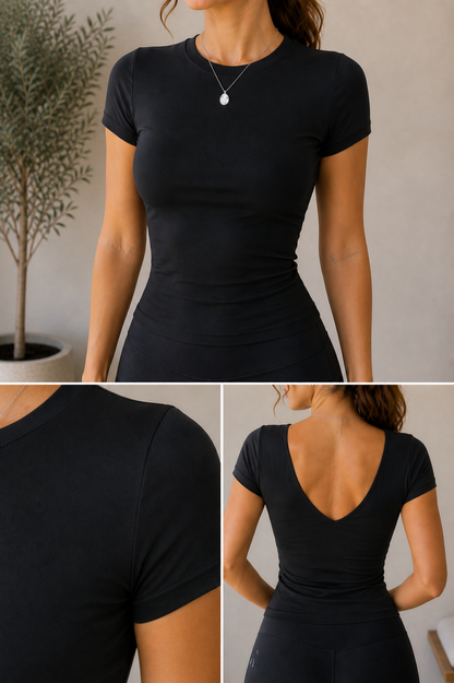 Camiseta Basic Soft Beige y negro
