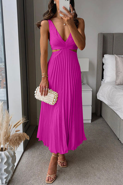 Marie | Vestido midi plisado con tirantes finos
