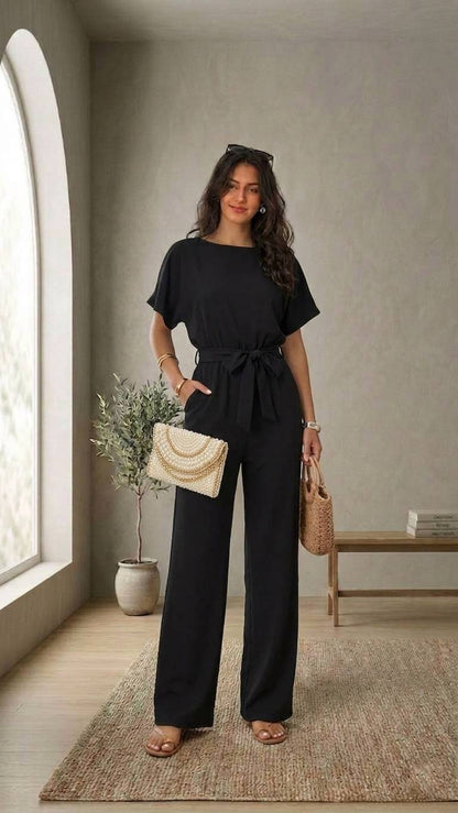 Mono elegante con pantalón amplio