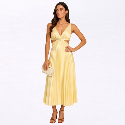 Marie | Vestido midi plisado con tirantes finos