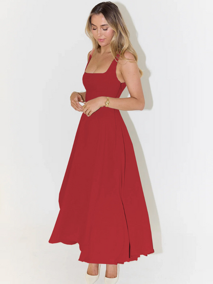Sofie | Vestido midi con escote cuadrado y falda evasé
