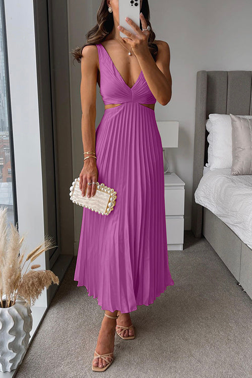 Marie | Vestido midi plisado con tirantes finos