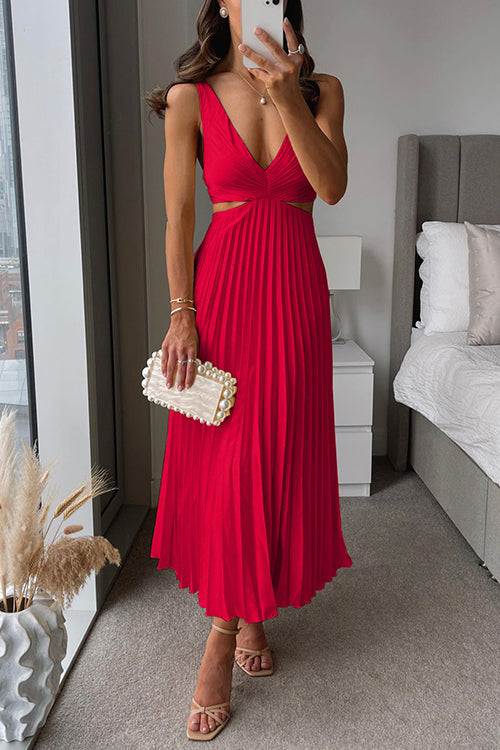 Marie | Vestido midi plisado con tirantes finos
