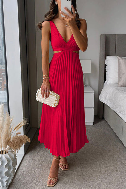 Marie | Vestido midi plisado con tirantes finos