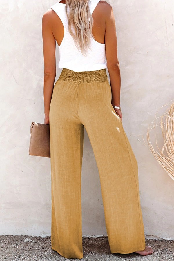Pantalón palazzo de lino con tiro alto