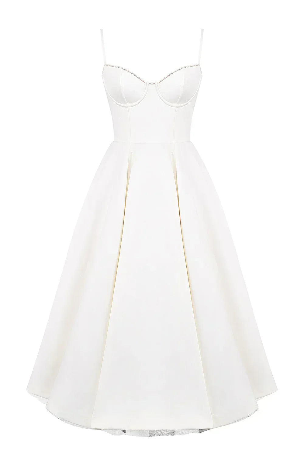 Arielle | Vestido midi sin tirantes con falda amplia