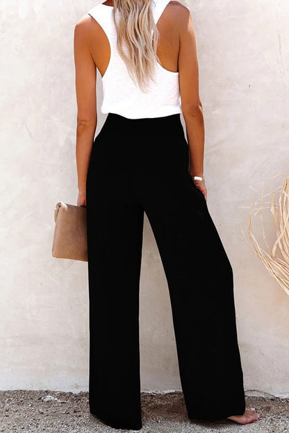 Pantalón palazzo de lino con tiro alto