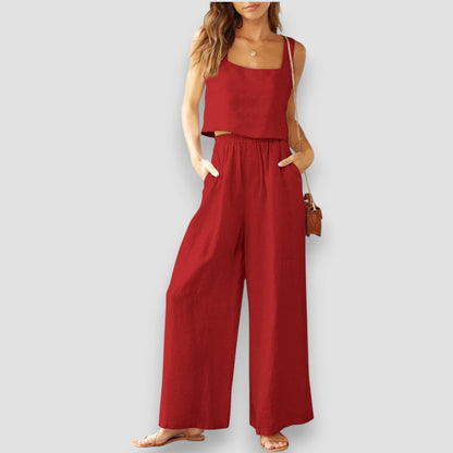 Mono de tirantes con pantalón amplio