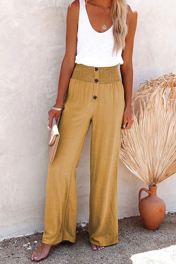 Pantalón palazzo de lino con tiro alto