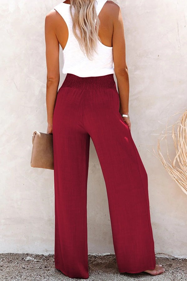 Pantalón palazzo de lino con tiro alto