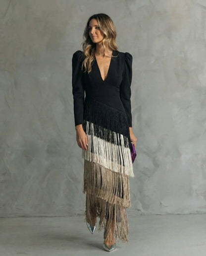 VESTIDO FLECOS ELEGANCIA