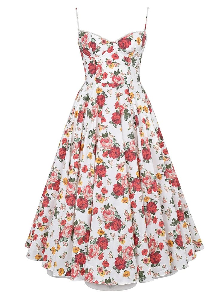 Arielle | Vestido midi sin tirantes con falda amplia